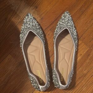 Silver Embellished Women's Flats